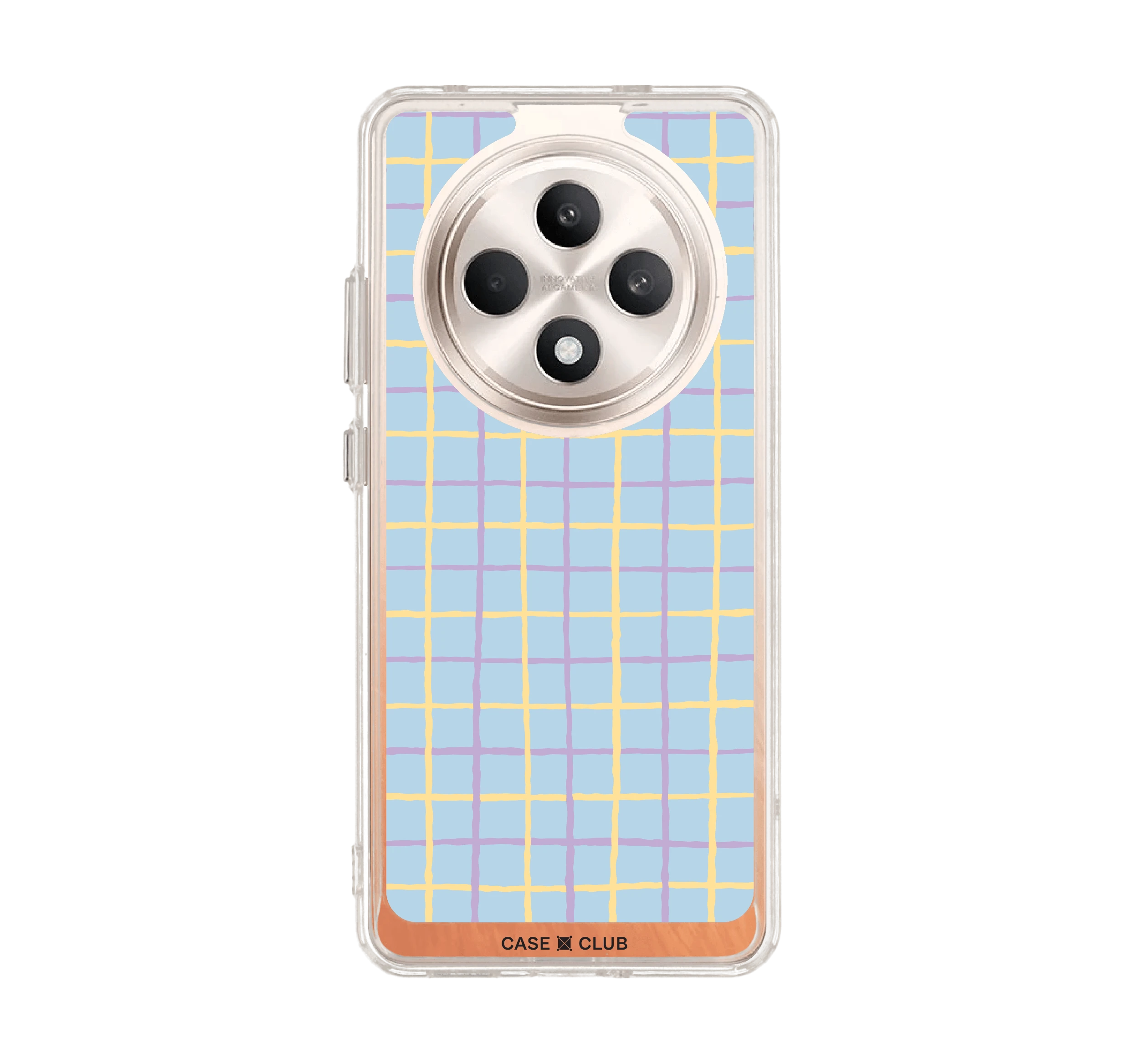 oppo reno 12f clear case yellow & purple stripes